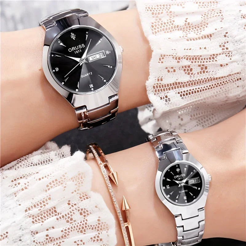 1/2pcs Couples Dial Cutting Quartz Watch Business Fashion Analog