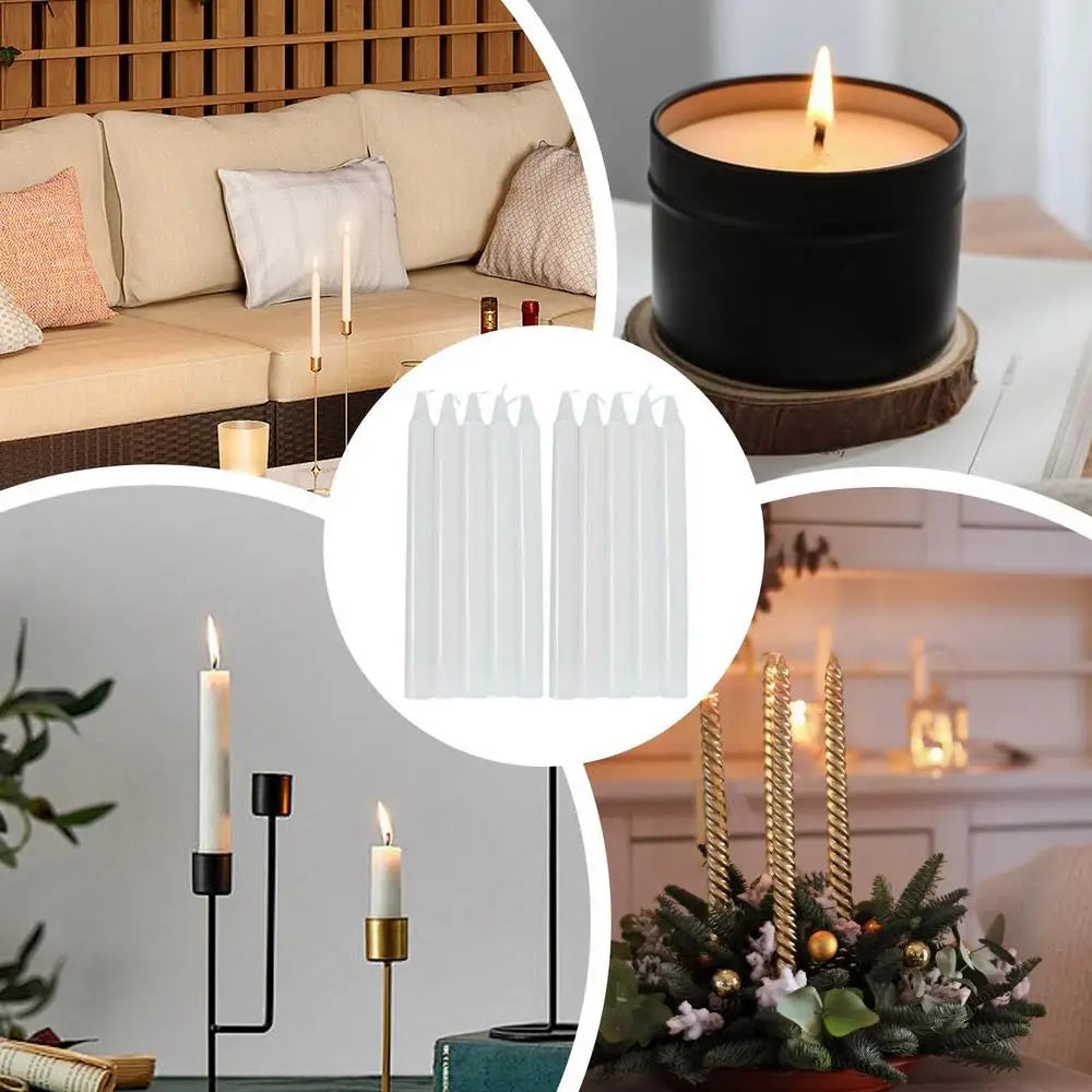 10pcs Unscented Mini Taper Candle Red/White Home Emergency Candles For Christmas Decoration Dinner Wedding Blessing Celebrations