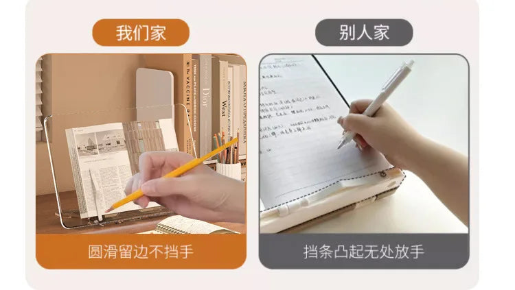 Acrylic Book Stand for Reading Hands Free Adjustable Book Holder to Prevent Neck Strain Foldable Desk Organizer for Study Office