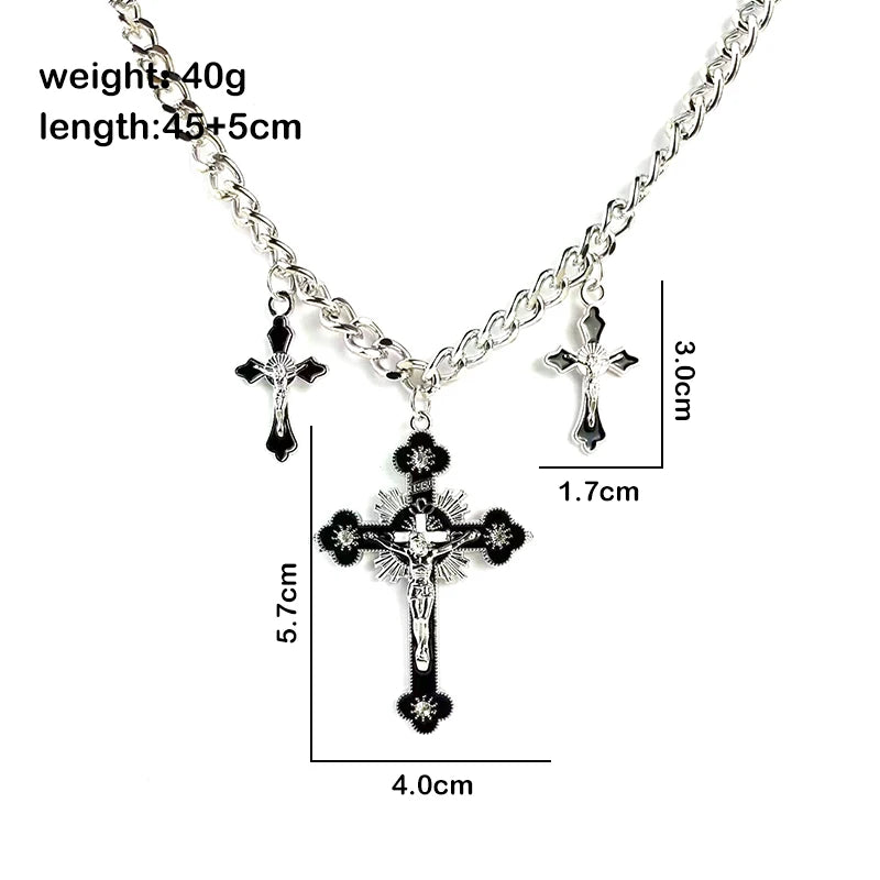 Fashion Gothic Pink Cross Necklace For Women Charm Y2K