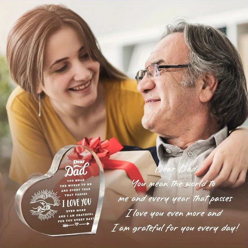 Engraved Dad Heart - Sentimental Paperweight Gift for All