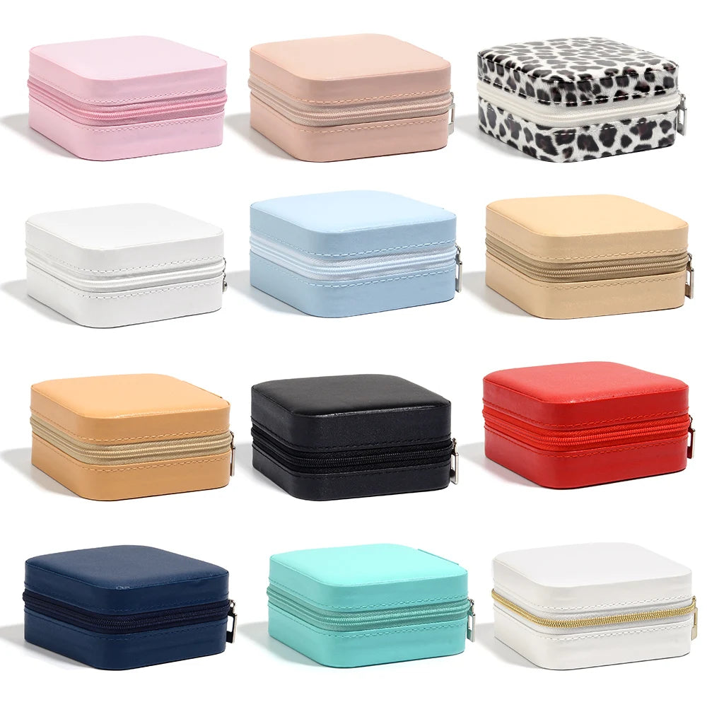 Portable Jewelry Storage Box Travel Organizer Jewelry Case Leather Storage Earrings Necklace Ring Jewelry Organizer Display