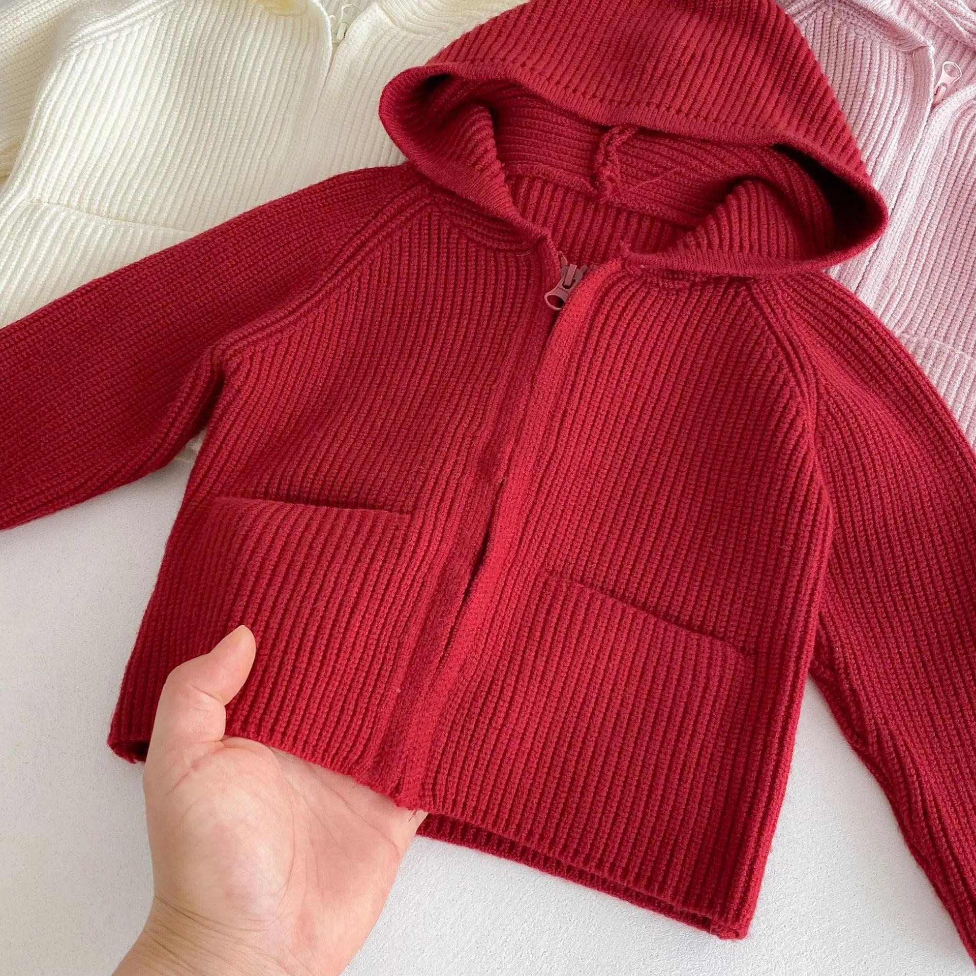 Autumn Baby Girls Hoodie Jacket Kids Sweater Long Sleeve Knitted Cardigan T-Shirt Children Tops Zipper Sweatshirt Child Coat