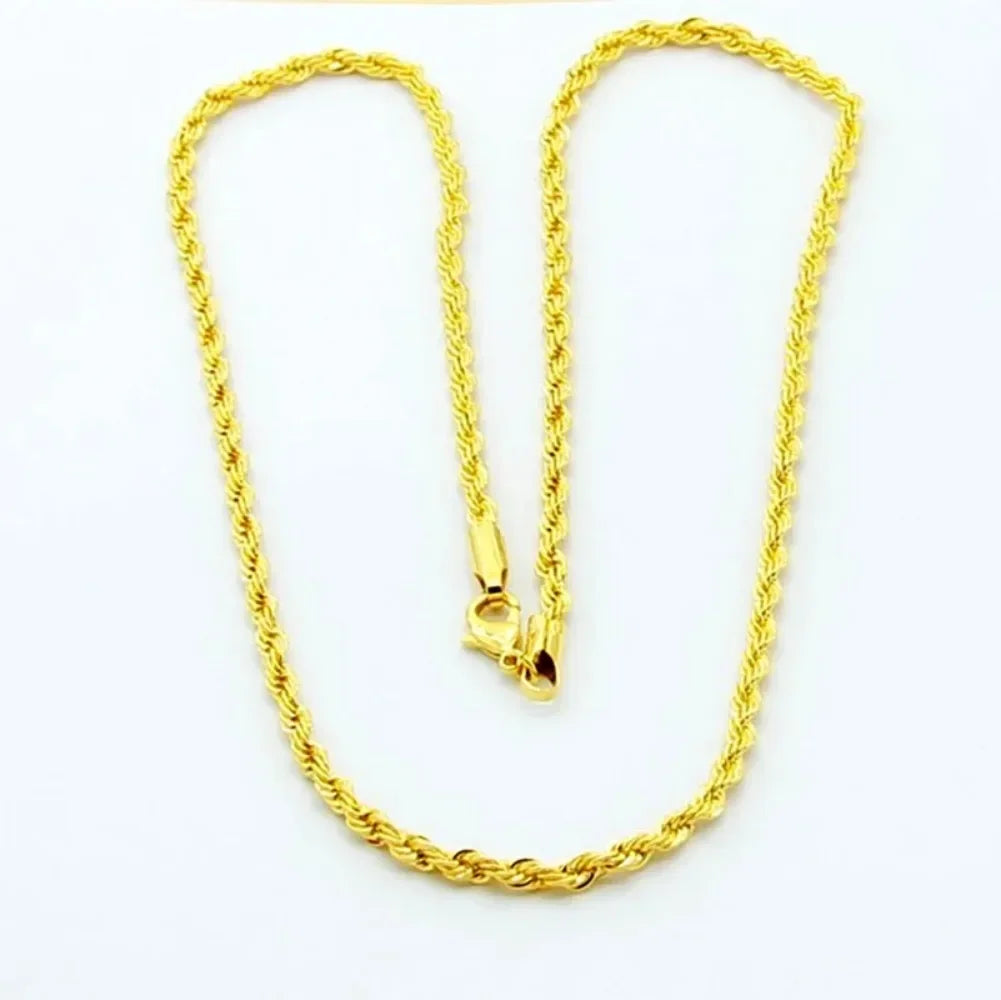 Hot Y2K 18K Gold Necklace 4MM Twisted Rope Twist Electroplating