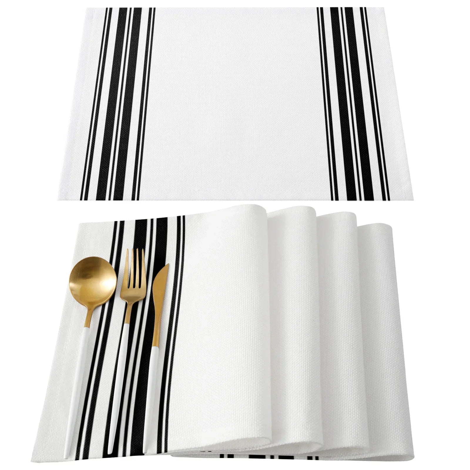 Stripes Black White Simple Pattern Table Mat Kitchen Decoration Placemat Table  For Wedding Dining Accessories Table Mat