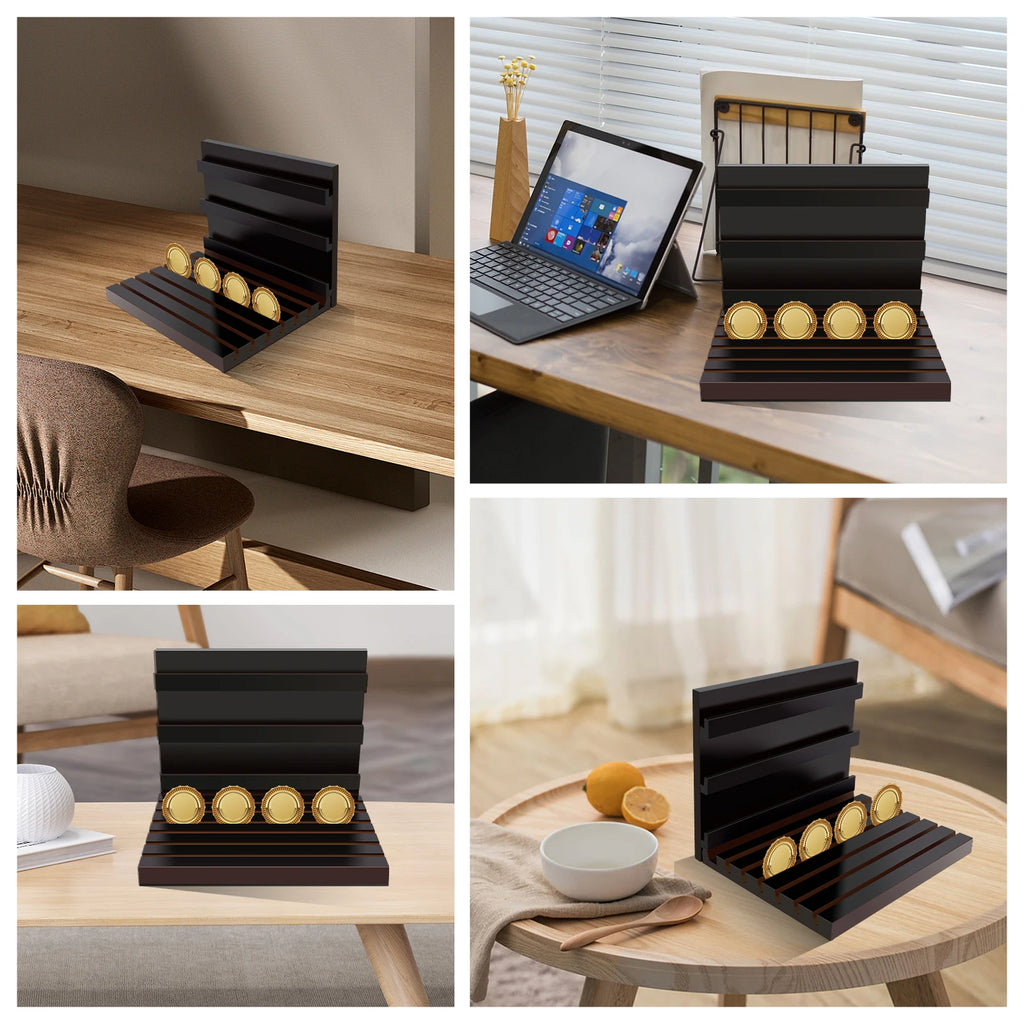 Coin Display Stand Wooden Commemorative Coin Display Rack Versatile Coin Shelf Coin Holder Desk Organizer For Collectors