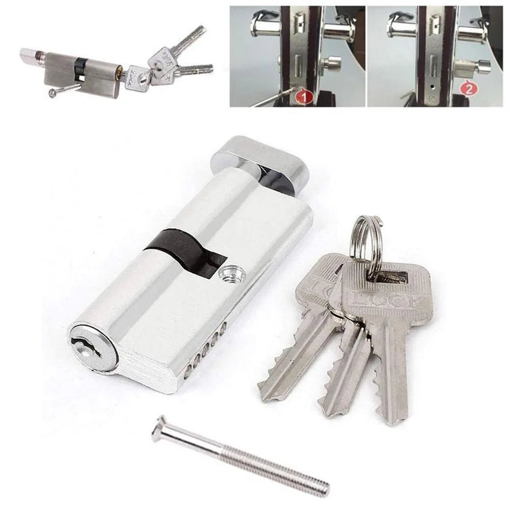 Door Cylinder Lock Biased 3 Keys Anti-Theft Entrance Aluminum Door Lock Home Security Interior Bedroom Lock Cylinder