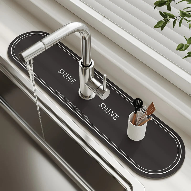 Kitchen Sink Faucet Mat Absorbent Faucet Splash Guard Drain Pad Bathroom Countertop Protector Diatomite Faucet Rug Washable