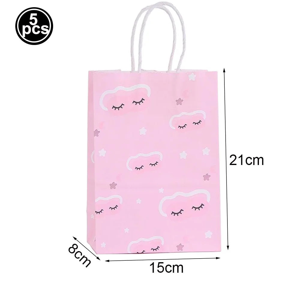 Pink Pajama Theme Candy Biscuit Snack Gift Bags with Handle Girls Night Birthday Party Baby Shower Decoration Supplies Gifts