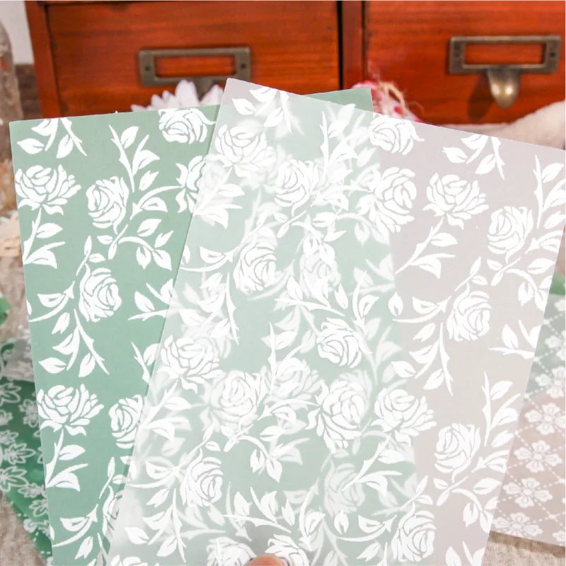Vintage - style Background Paper Set (12 Sheets), Decorative Material for Notebook Decoration, Scrapbooking