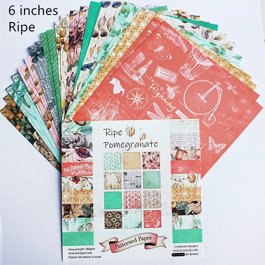 6x6 Scrapbooking Paper Pad  6/12 Sheets Floral Pattern Decorative Paper For Journaling Collage DIY Crafts