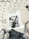 Y2K Fashion Print Camisole Adjustable Shoulder Straps Top 220g/m²