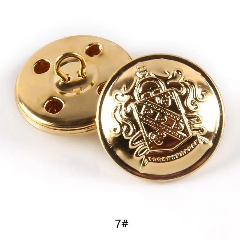 10pcs 15/20/25mm Metal Vintage Coat Suit Uniform Button Retro Copper Buttons Round Shank button DIY Sewing Ornaments