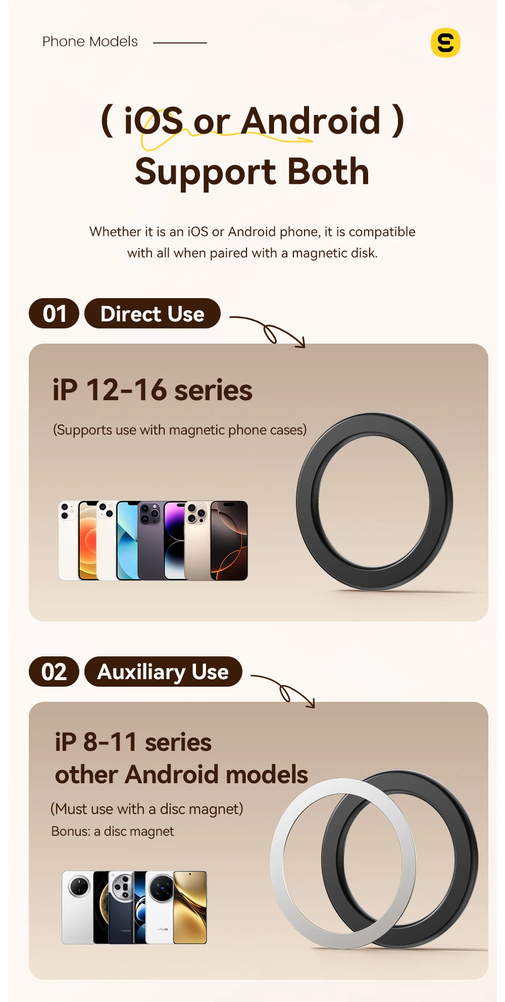 Essager Magnetic Metal Ring for iPhone 16 15 14 MagSafe Magnet for Android Phones Plate Sticker Rings For Wireless Charger Stand