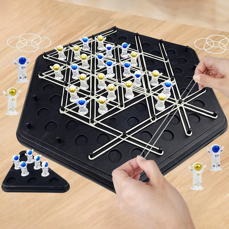 Chain Triangle Chess Triggle Elastic Band Game Educational Desktop Chain Chess Logic Geometry Puzzle Interactive Toy for Kid