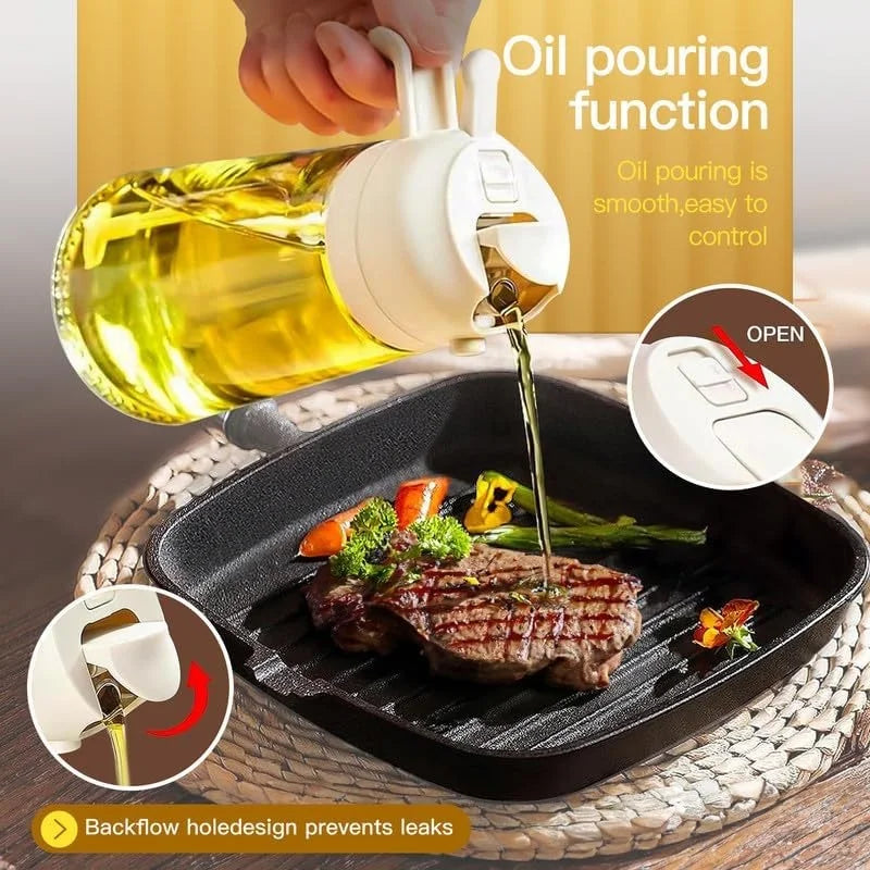 2 in1 Oil Spray Bottle For Kitchen Barbecue Cooking Olive Oil Dispenser Oil Jar Baking Vinegar Soy Sauce Spray Container Plastic