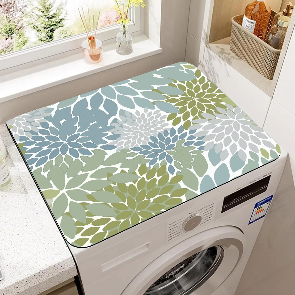 VIKAMA Colorful Mexican Boho Washer and Dryer Washing Machine Dust Cover Pad Anti-slip Absorbent Protector Mat Home Decoration
