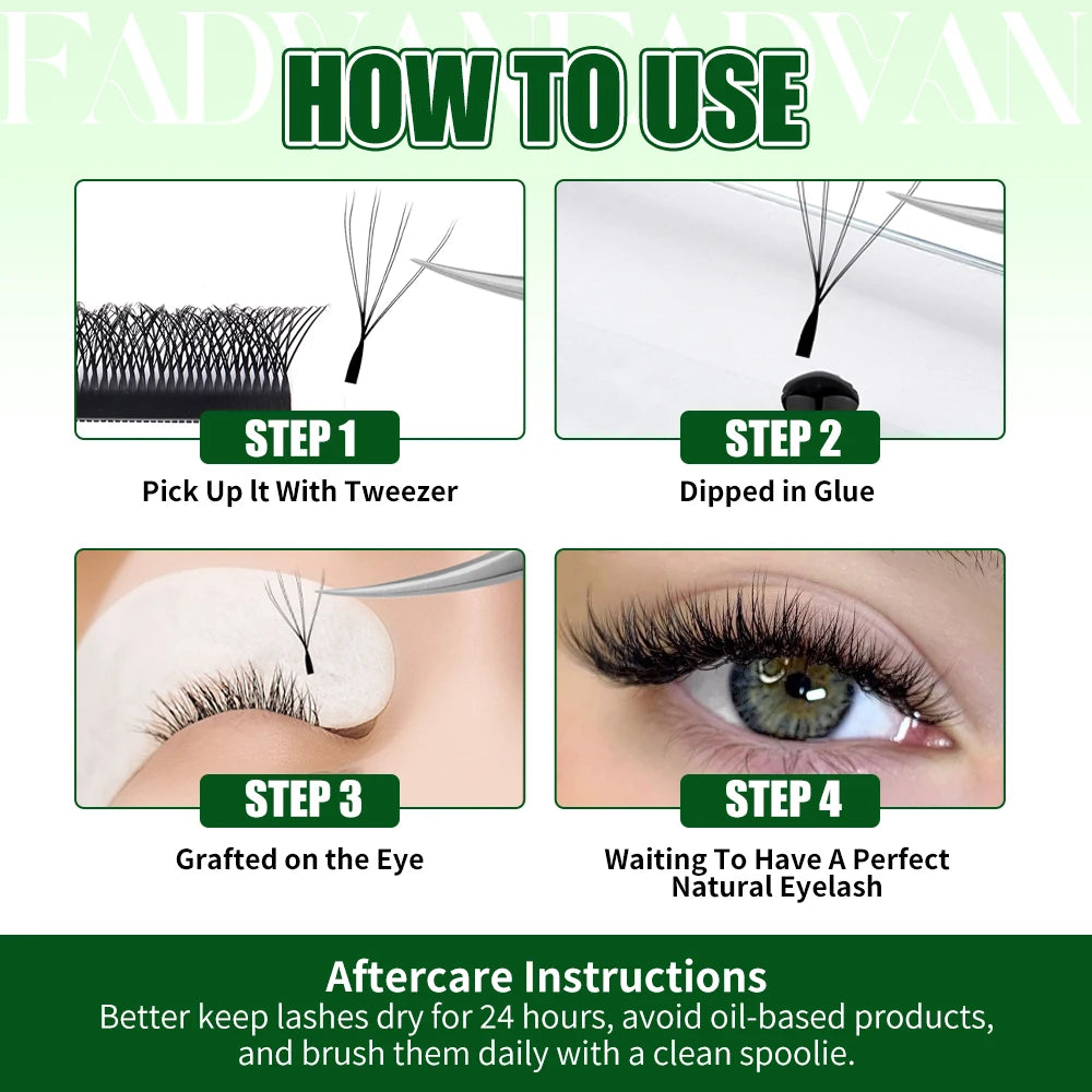 FADVAN 3D/4D/5D W Shaped Double Tips Eyelashes Extensions Natural