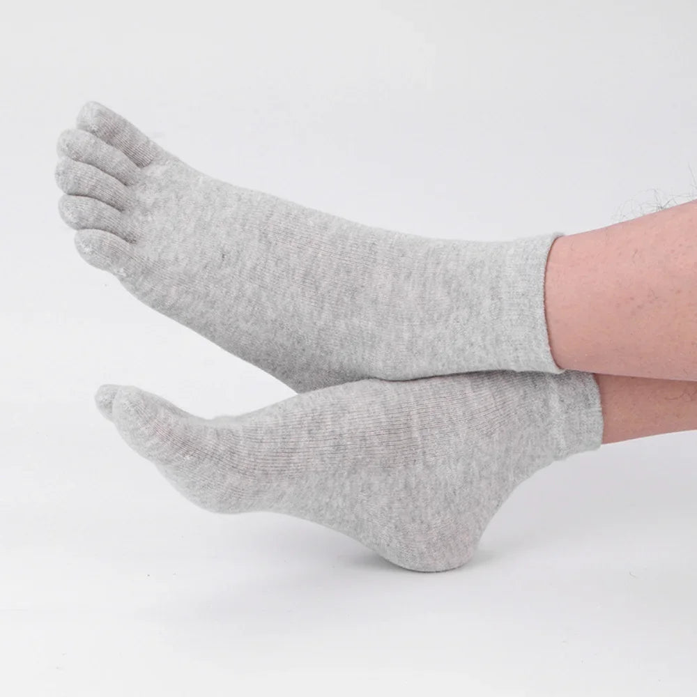 5 Pairs Socks with Fingers Fashion Sweat-absorbing Breathable Toe Socks Men's Comfortable Cotton Elastic Sports Business Socks
