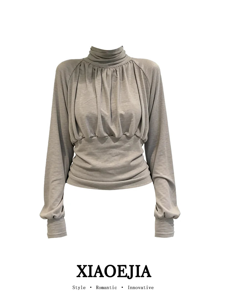 Women Grey GothicT-Shirt Harajuku Y2K Tee Top 90s Vintage Long