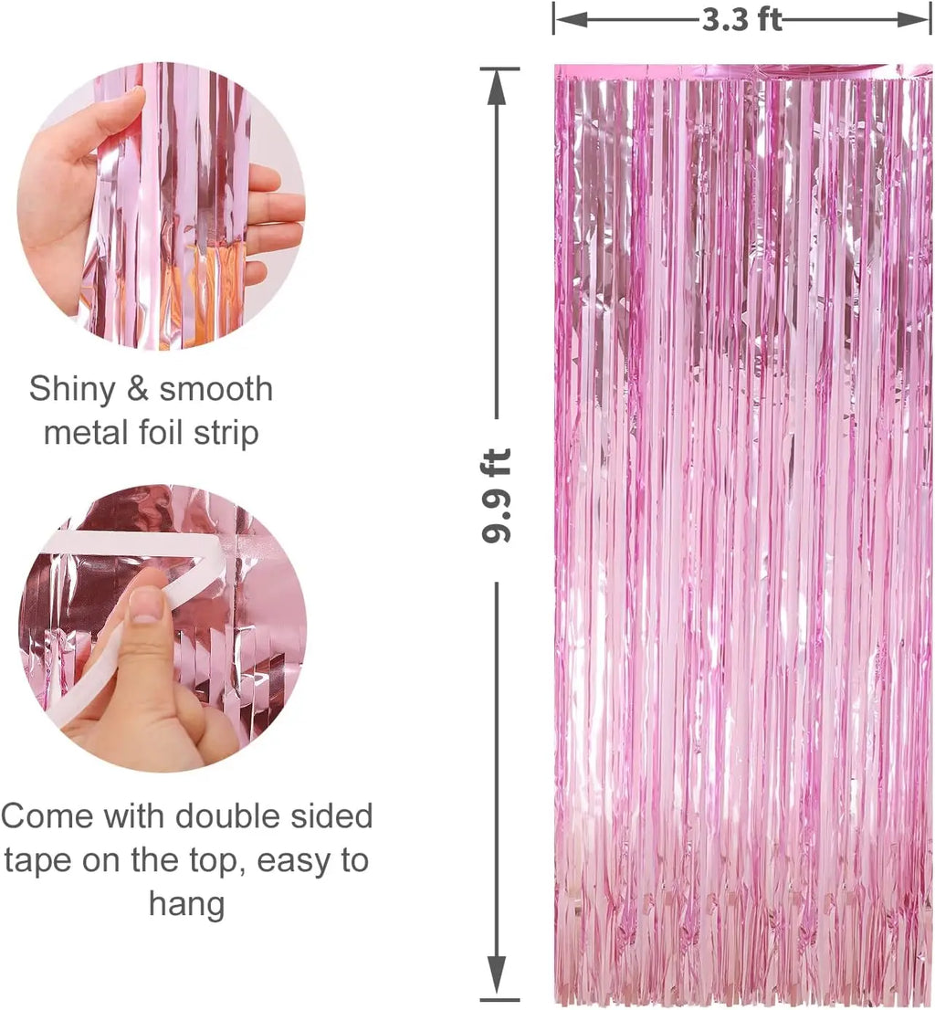 Metallic Tinsel Foil Fringe Curtains Photo Backdrop Glitter Streamers