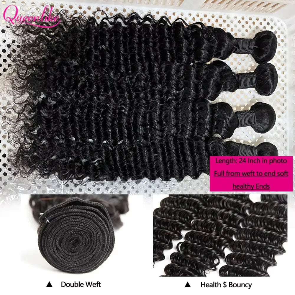 Deep Wave Human Hair Bundles, 24-28 Inch