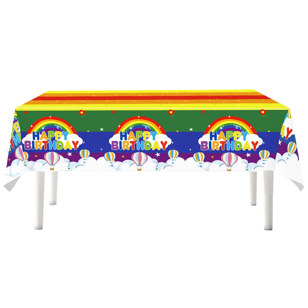 Rainbow Party Tableware Set Paper Plates Cups Napkins Tablecloth Banner Kids Boy Girl Happy Birthday Party Decoration Supplies