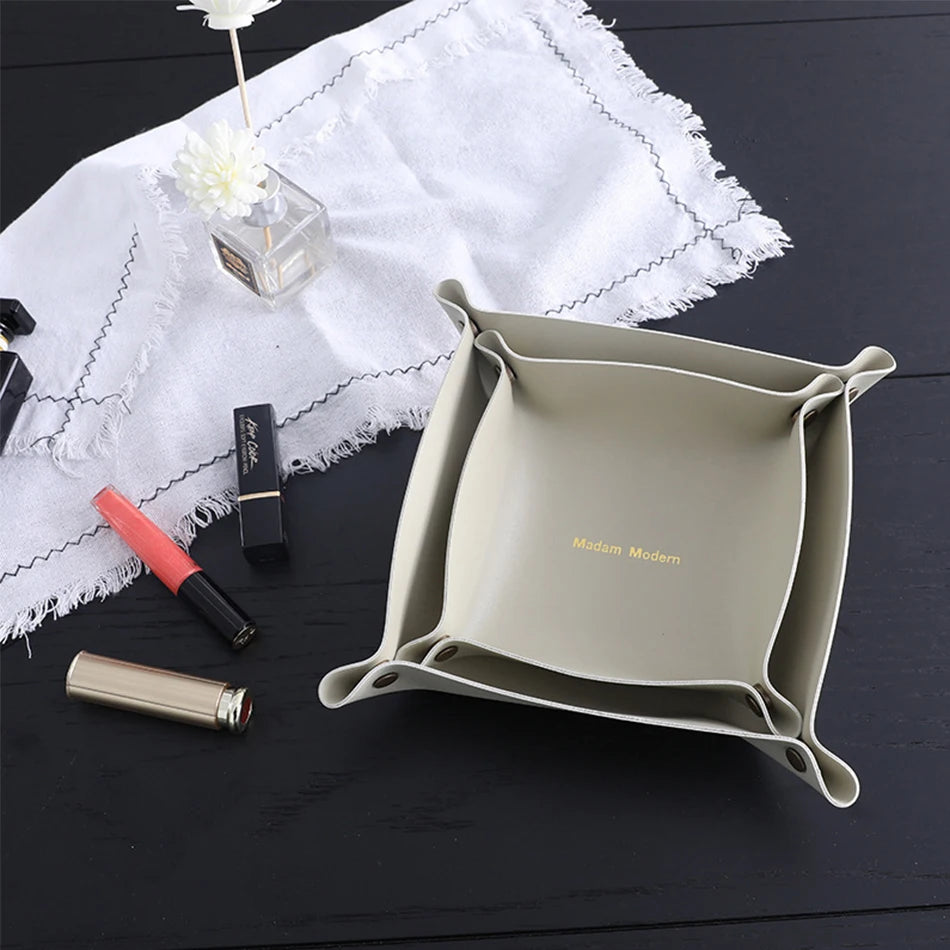 Trays Leather Personalized Desk Organizer Desktop Storage Box for Jewlery Key Cosmetics Glasses Headphone Wallet Office Home Use