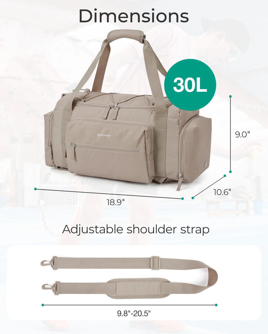 Bagsmart 4-IN-1 Duffle Bags for Women Lightweight Gym Bag
