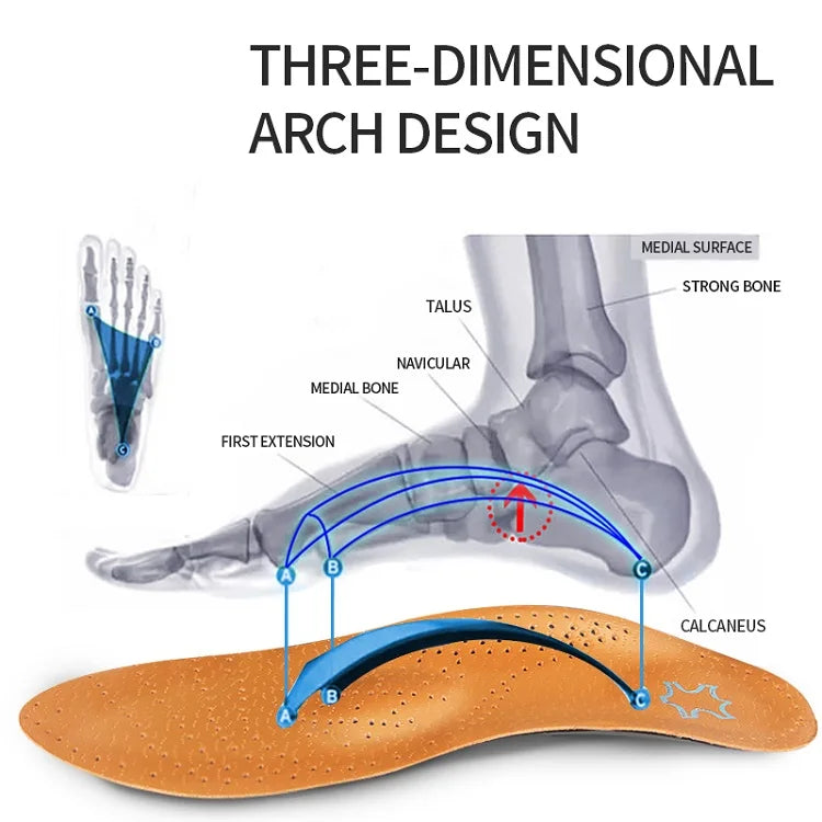 1 Pair of leather orthopedic insoles with arch support insoles