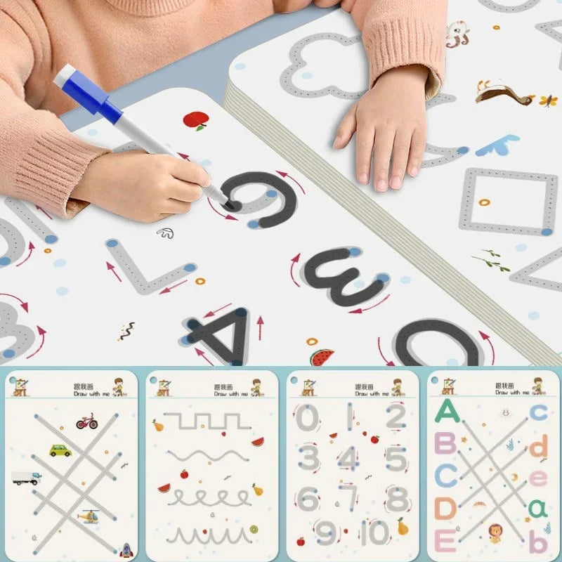 Reusable Magical Tracing Workbook Montessori Educational Writing for Children