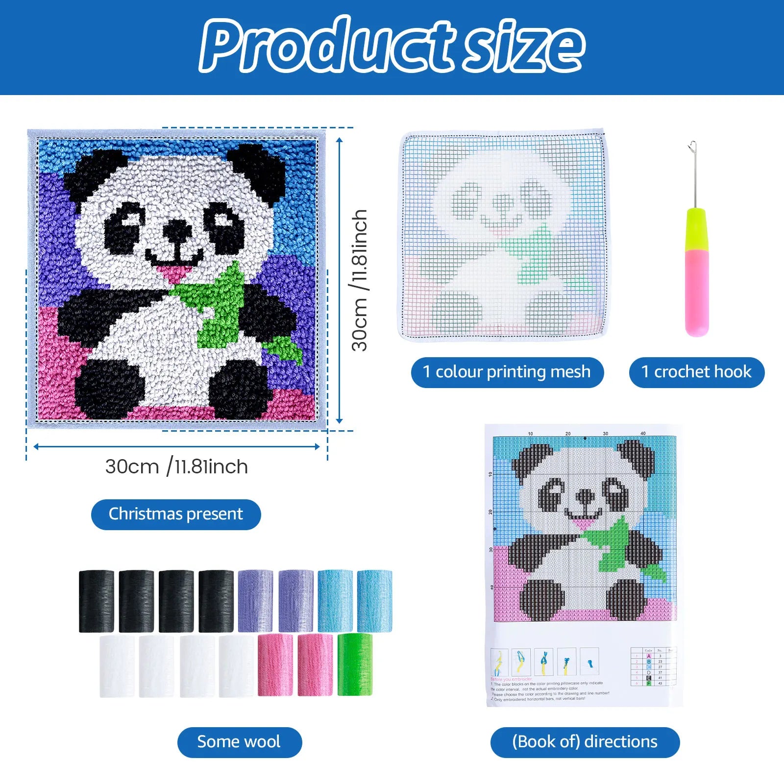 DIY Carpet Embroidery Set with Printed Pattern Cartoon Latch Hook Rug Kits for Adults Beginners Kids Crochet Needlework Crafts