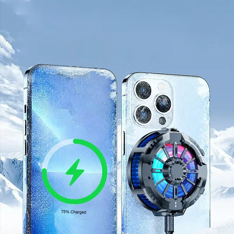 Coooler Fan Magnetic Wireless Charger Phone Back Clip Radiator RGB Light For Magsafe iPhone 16 15 14 13 12 Pro Max Fast Charging