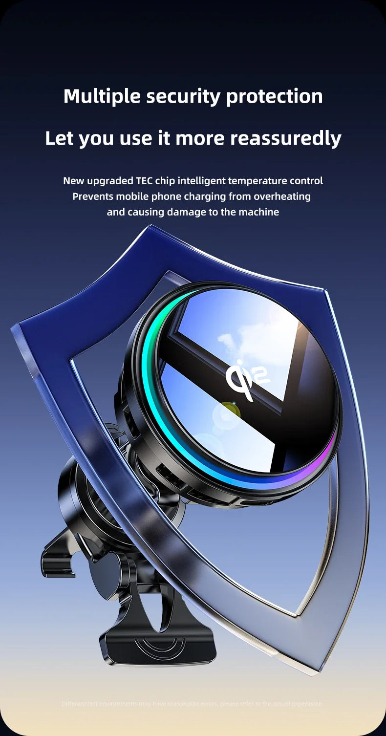 Tempered Glass 15W QI2 Wireless Charger ice Cooling Phone Holder For Magsafe iPhone 16~12 Magnet Cellphone Bracket Fast Charging