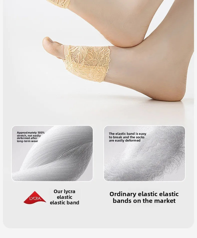 Summer Thin Lace Invisible Socks Split Toe Forefoot Socks for Women High Heel Slippers Shoes Breathable Lace Socks for Halloween