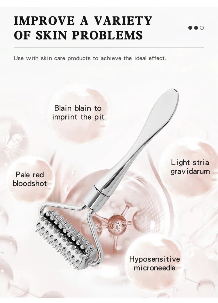 Stainless Steel Pointed Roller Spatula Massage Ball Stone Face Roller Massager To Improve Neck Facial Beauty Skin Care Tool