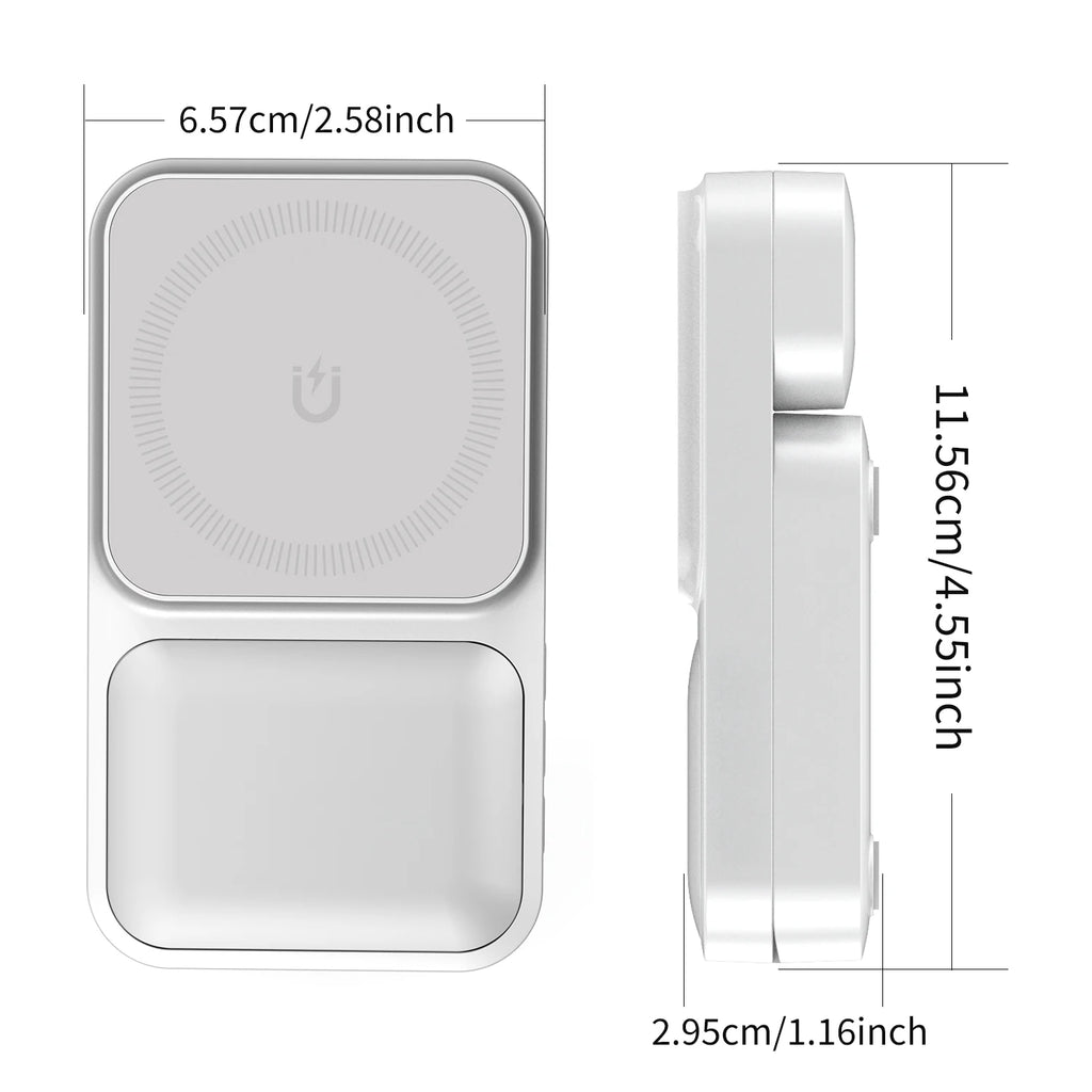 3in1 Foldable Wireless Charger Qi2 Multifunctional Stand Clock Wireless Charger Adapter Type-c Station For iPhone 16 15 Pro Max
