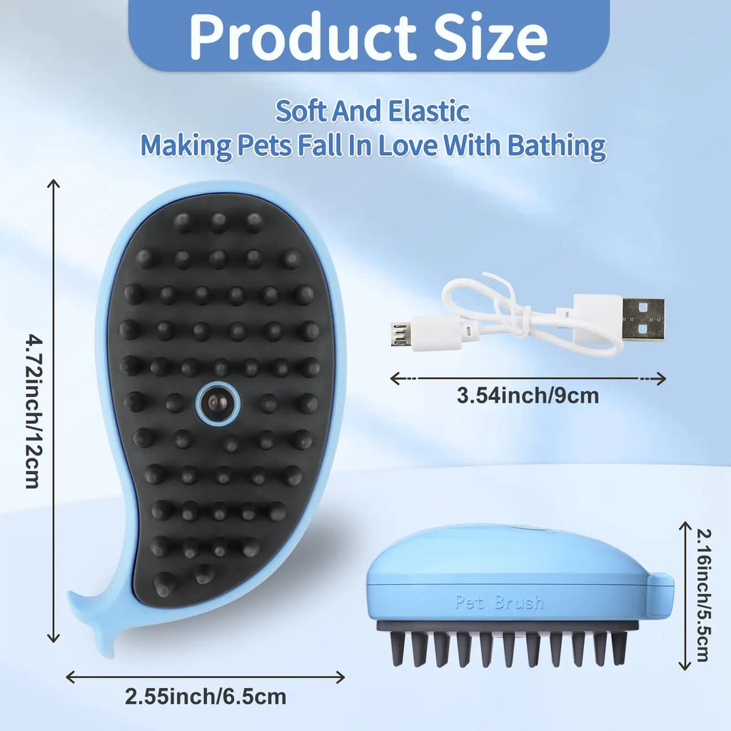 Cat Steam Brush 3 in 1 Pet Hair Grooming Tool Supply for Shedding With Soft Silicone Bristle Release Button for Short Hair Cats