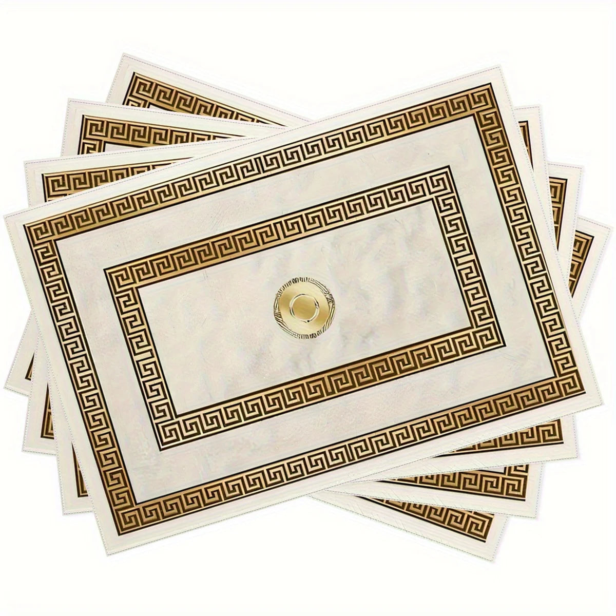 Gold Geometric Linen Placemats, Non-Slip