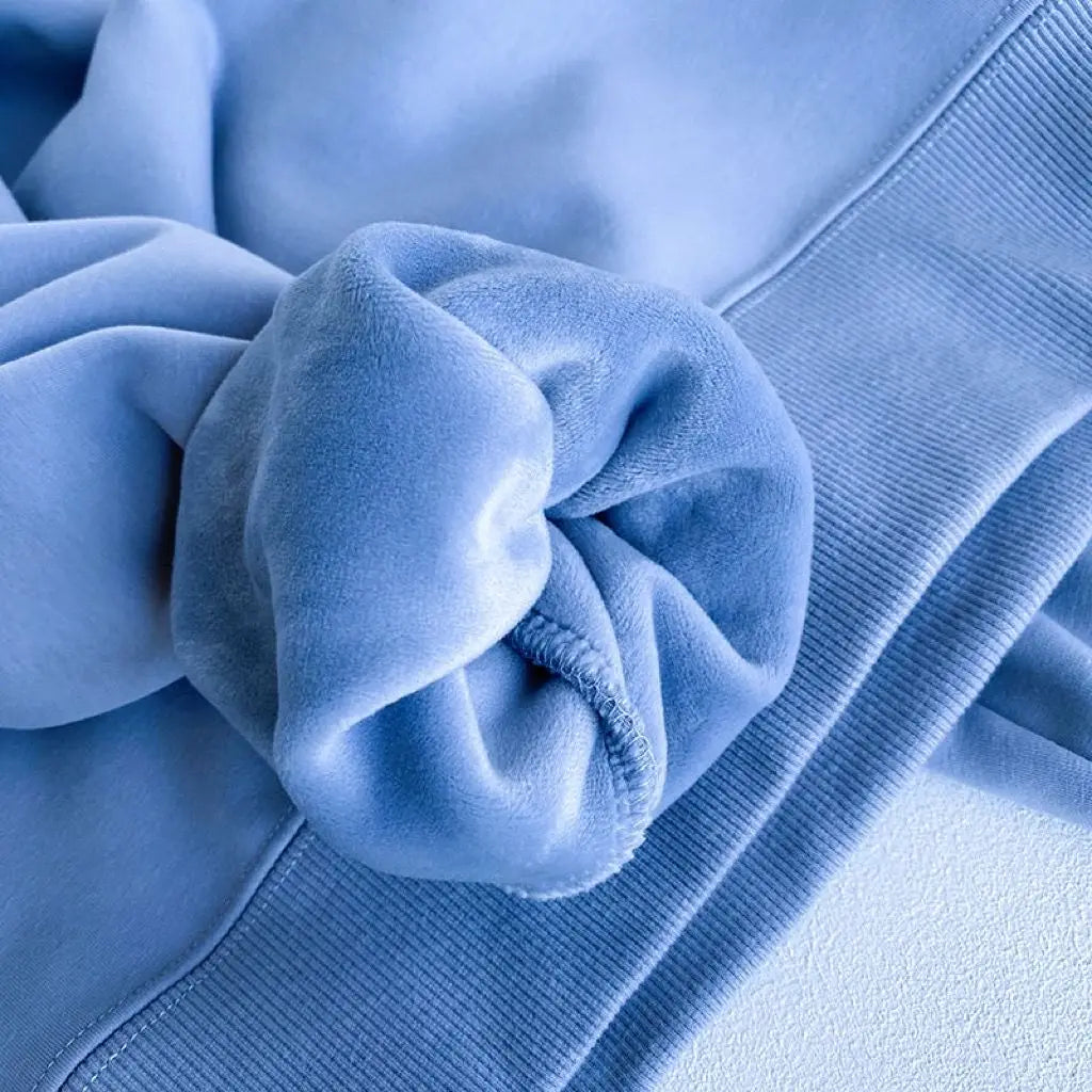 600G Pure Cotton Plush Thickened Sweatshirt Thin Plush Heavyweight Solid Round Neck Sweater Autumn Winter Warm Sweater