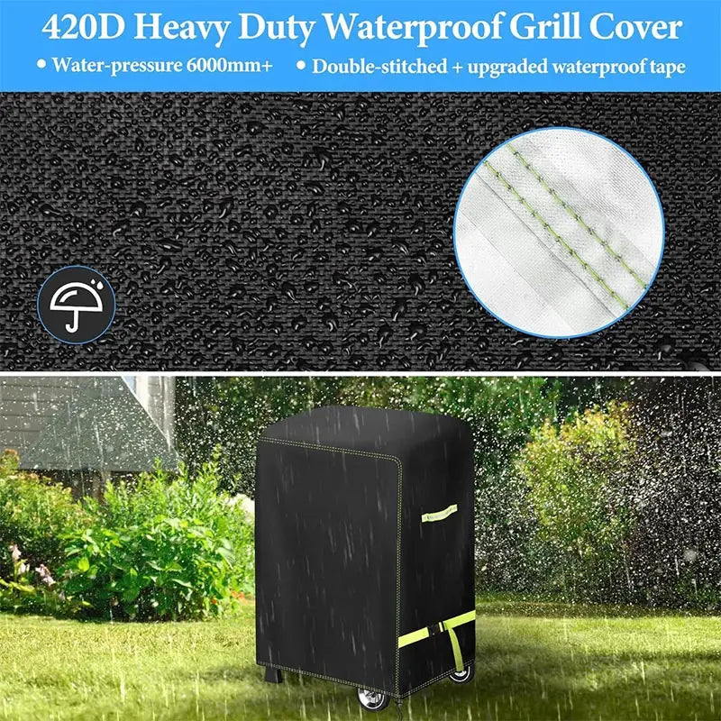 420D  Outdoor BBQ Cover,Marine Barbecue Stove Protective Hood,Lightweight And Portable,Dust BBQcover,Waterproof Barbecue Hood