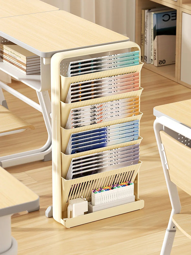 UFORU Dopamine Study Desk Organizer – Large Capacity Side-Mounted Bookshelf for Textbooks & Magazines