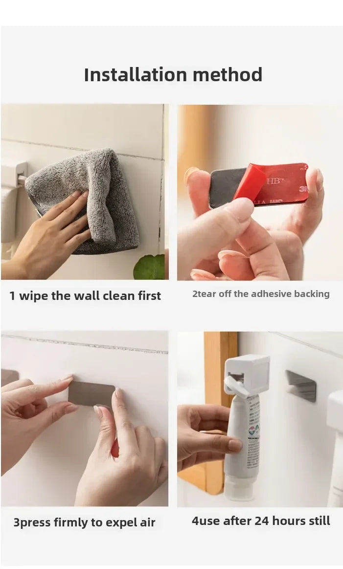 No Drill Wall Mounted Toothpaste Holder with Magnetic Sticker Bathroom Facial Cleanser Storage Rack  Toothpaste Squeezer