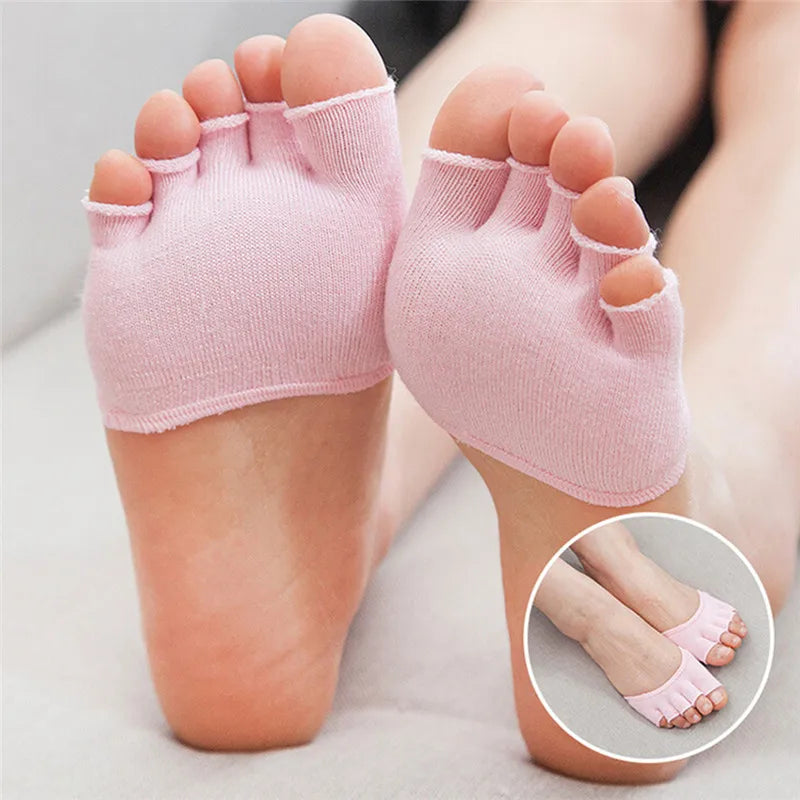 1 Pair Women Five Finger Socks Sweat Absorb Invisible Soft Foot Care Unisex Breathable Forefoot Nursing Toe Socks