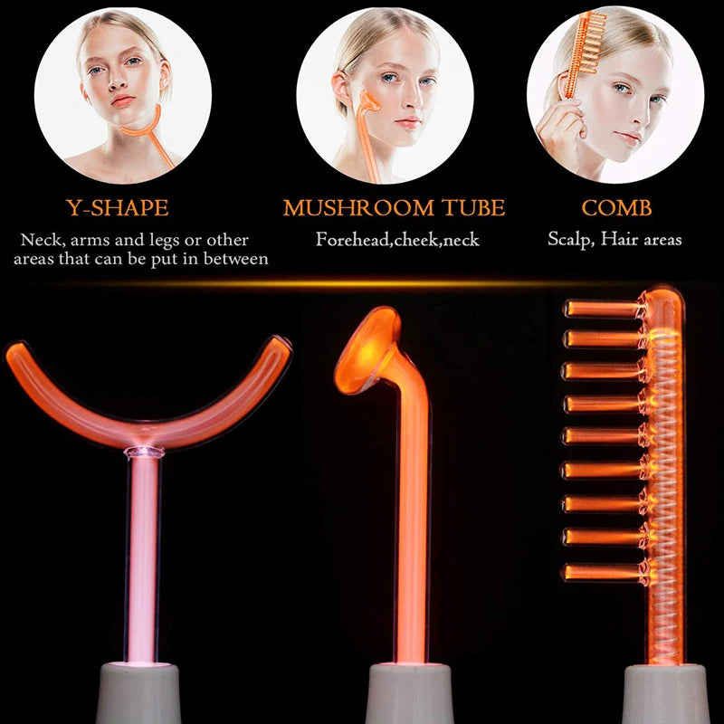 Portable High Frequency Facial Wand LED Therapy Anti-Aging Skin