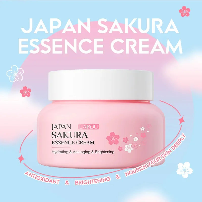 LAIKOU 60g Japan Sakura Essence Cream Cherry Blossom Facial Cream Moisturizing Anti Wrinkle Anti Aging Brighten Skin Skin Care