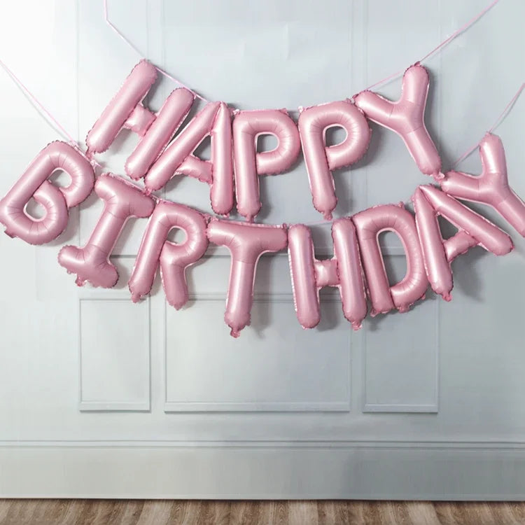 ATG 13pcs Rose Gold Birthday Balloon  Foil Letter Balloons Set Happy Birthday Decoration Caramel Color Globos Kids Party Supplie