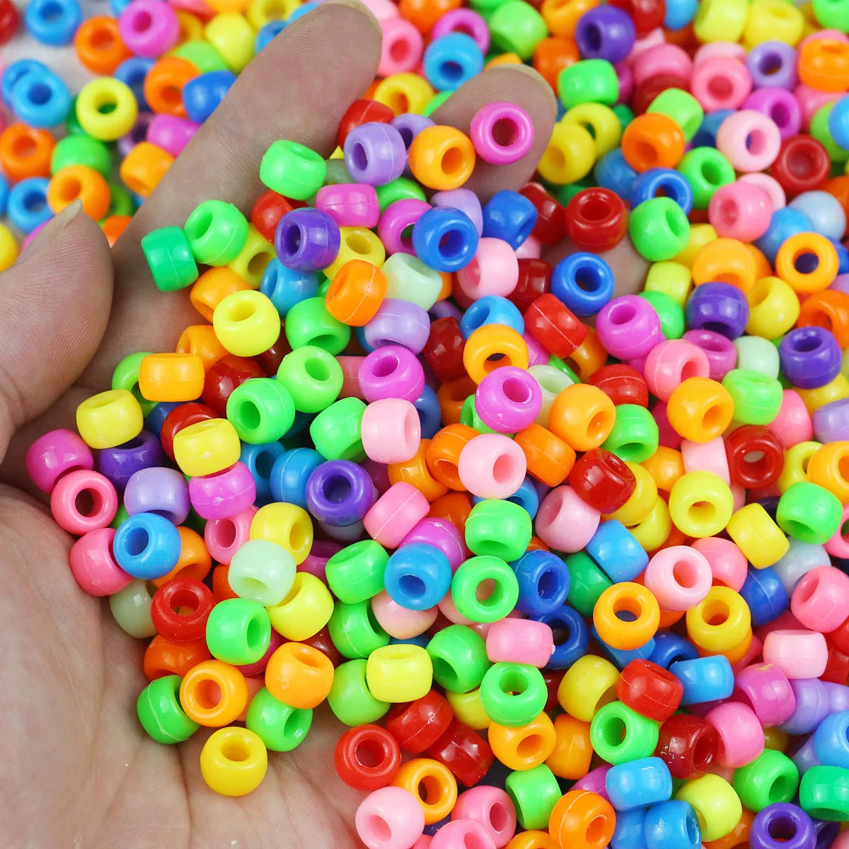 100/200/400pcs 6x9mm Solid Color Large Hole Pony Beads DIY