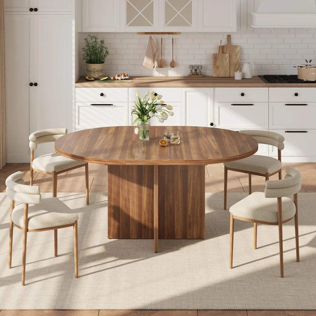 Extendable Round Dining Table, Seats 4-8