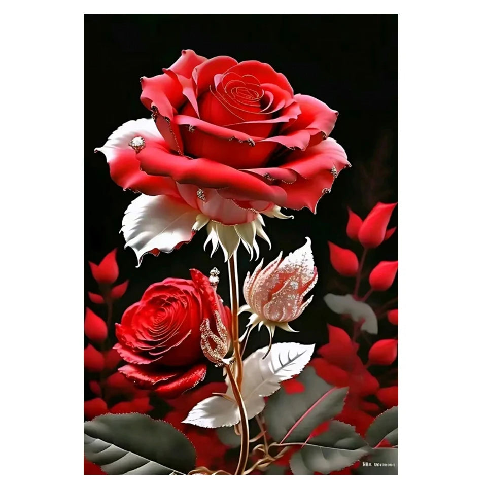 Fairy Dust AB Diy 5D Diamond Painting New Arrival 2024 Gold color Roses Full Mosaic Cross stitch Embroidery Flowers Home Decor